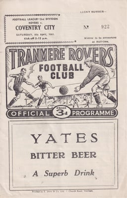 Tranmere Rovers v Coventry City Match Programme 1961-04-08